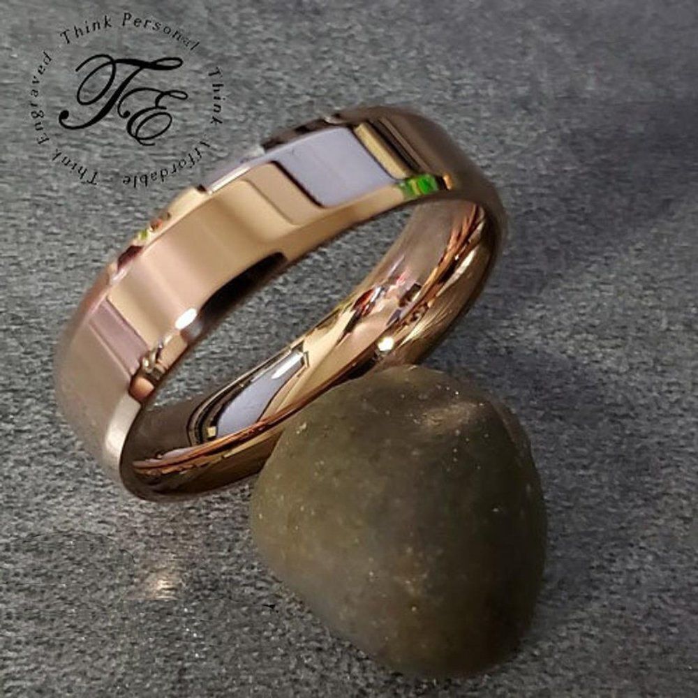 Women's Wedding Band Ring - Rose Gold over Stainless Steel - Promise Ring